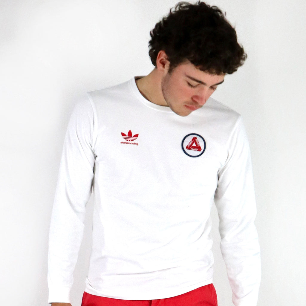 Palace x adidas longsleeve white Clearance